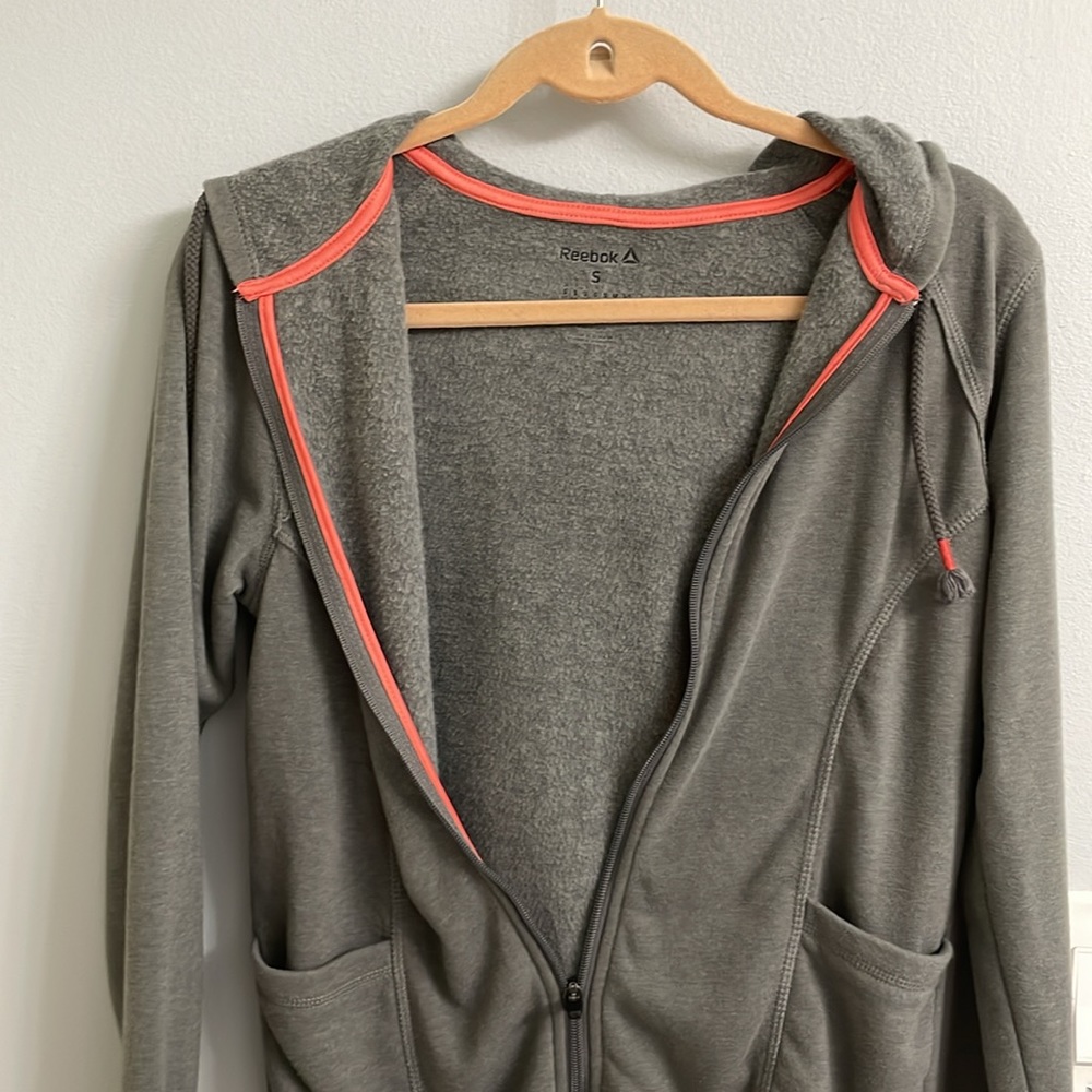 Women’s Reebok zip up hoodie. medium gray color
